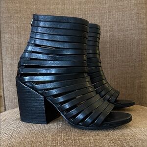 Marsell Black Leather Open-toe Strappy Booties